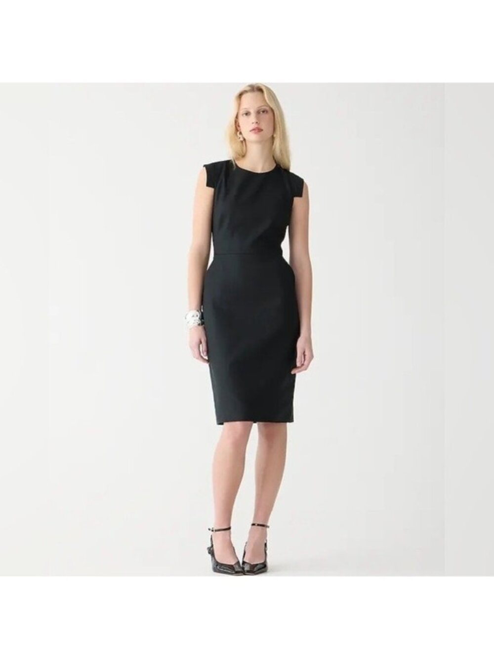 NWT J.Crew Petite Resume Sheath in Black Italian Stretch Wool Dress 8P $228